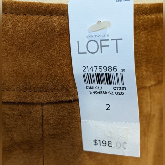 NWT Loft Leather midi Skirt with pockets Boho camel color size 2 - Picture 9 of 13